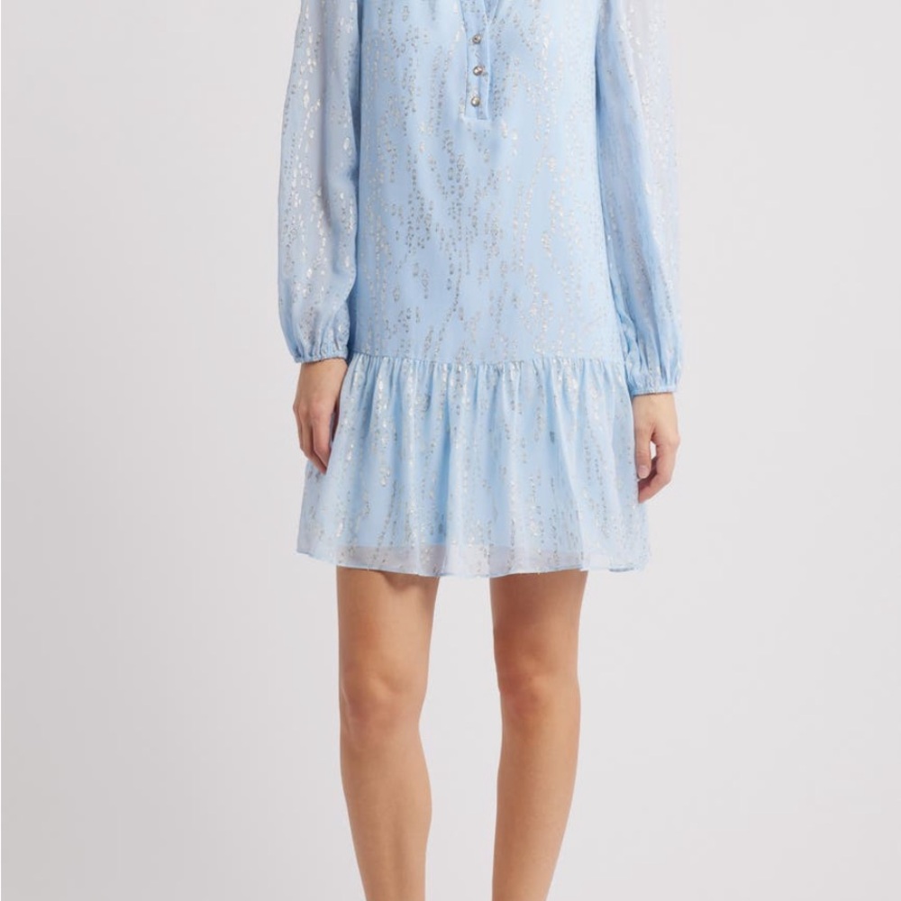 Lilly Pulitzer Sky Blue Dress with Metallic Details NWOT